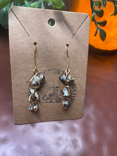 Dalmatian stone wrap earrings