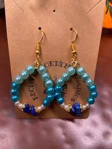 Blue onyx oval earrings
