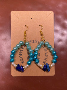 Blue onyx oval earrings